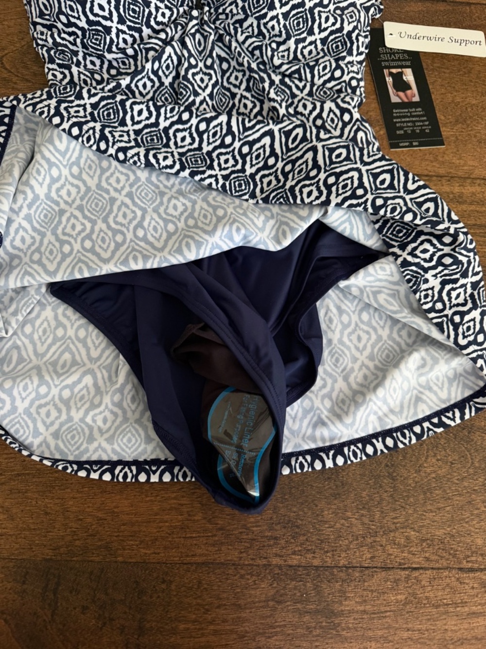 Bathing suit / swim suit. NWT. Blue and white shaping. Size 12 - Picture 3 of 7
